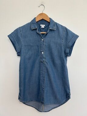 J Crew Denim Popover Top size XS
